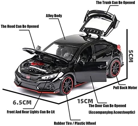 Modelo de carro em escala para veículos de veículos de carro de carro de carro Civic Type-R