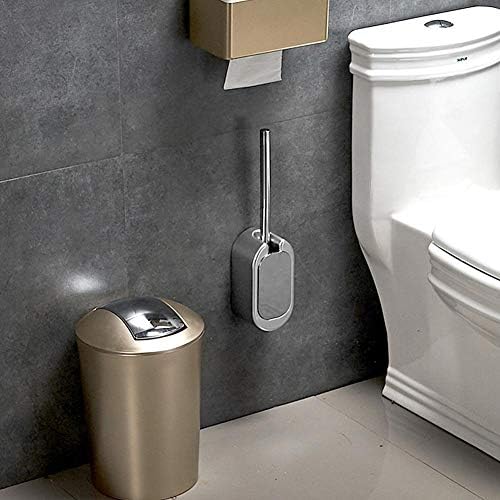 Escova de escova de vaso sanitária sem unhas Montagem de parede Acoolamento de aço inoxidável Acessórios de aço do vaso sanitário com tampa de fechamento de auto-abertura