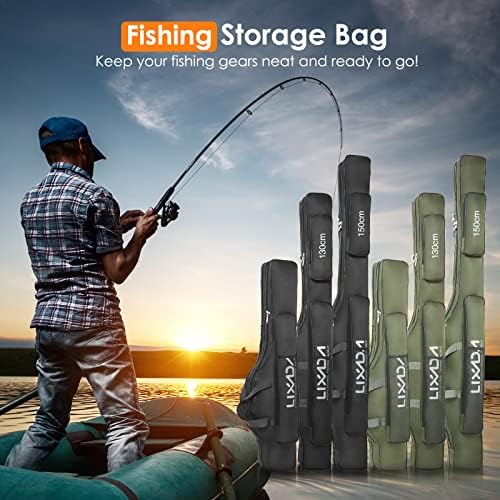 Caixa de haste de pesca lxada, portátil de barra de pesca dobrável e pólo de pólo de pólo de pólo de armazenamento de bolsas de pesca