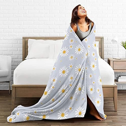Abucaky Little Daisy Flowers Fleece Throw Blanket Ultra Soft Soft Cosy Decorative Flanal Clanta para cadeira de cama