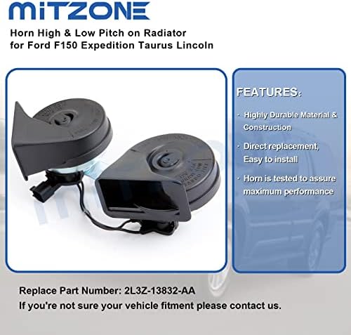 Mitzone Horn Assembly com suporte compatível com 2000-2006 Ford Taurus F-150 Expedição Mercury Sable Lincoln Navigator Blackwood Repalce # 2L3Z-13832-AA