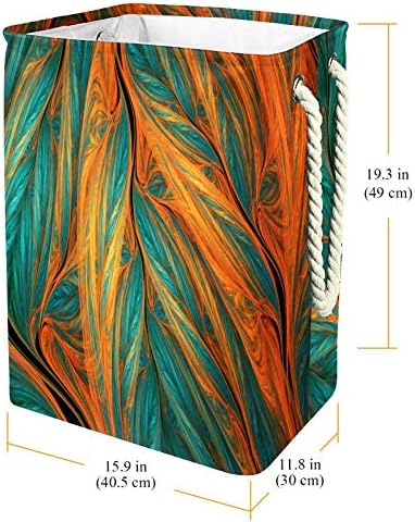 Folhas tropicais verdes e laranja coloridas de Indomer 300d Oxford PVC Roupas à prova d'água cesto grande cesta de roupas para cobertores