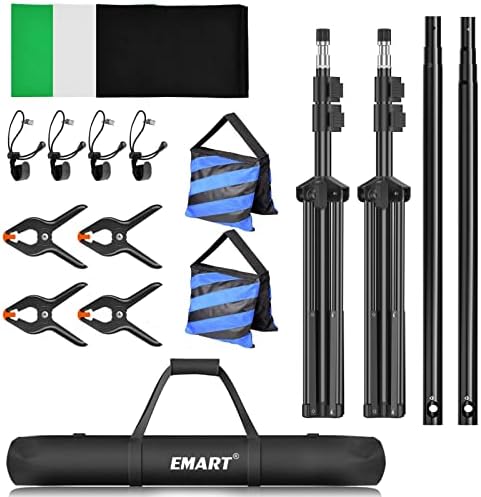 Kit de suporte para cenários de estúdio de vídeo eMart, 7 × 10 pés de suporte fotográfico ajustável sistema com fundo de poliéster,