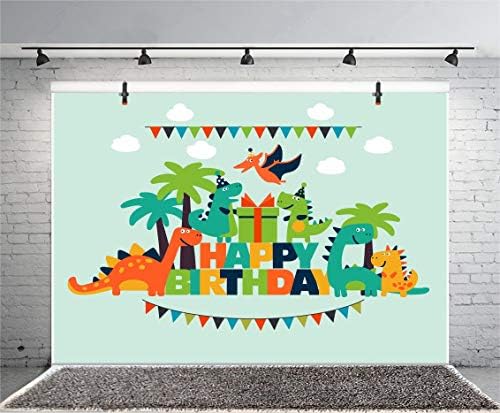 Lfeey 7x5ft desenho animado Dinosaur Kids Feliz aniversário para fotografia adorável dinossauros engraçados crianças gilrs