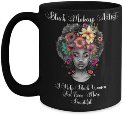 Presente -maquiador de caneca de café, presente para artistas de maquiagem negra, presente para artista de cílios negros, maquiagem