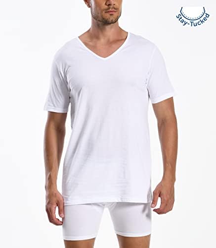 Comfneat Men's 3-Pack Subshirts Camisetas de decote em V de algodão elástico