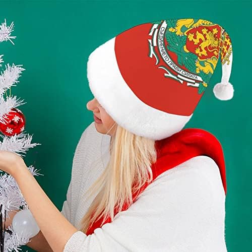 Bandeira búlgara Bandeira chapéu de natal macio macho de santa gorro engraçado para a festa festiva do ano novo de natal