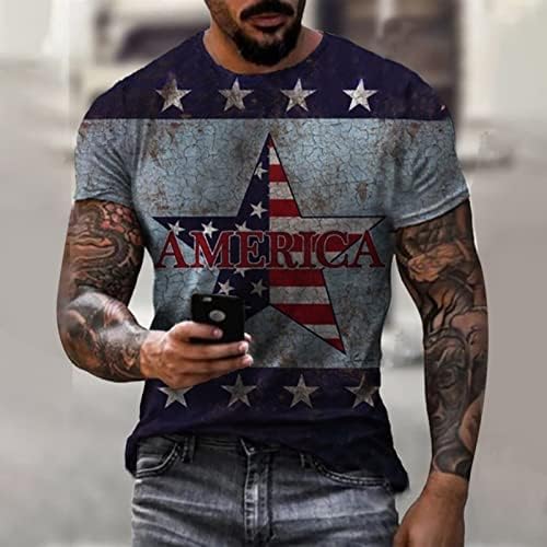 Camisetas de verão masculas camisetas gráficas masculinas 3d 4 de julho Padrão de bandeira vintage camisetas camisetas a granel t