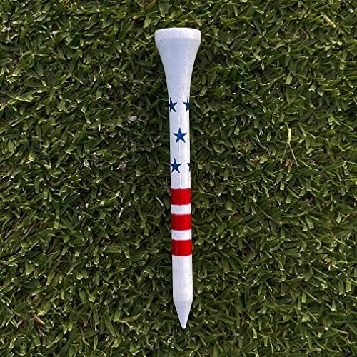 Tees de golfe dos EUA - 2 e 3/4 ou 3 e 1/4 polegada - American Flag Design, camisetas de bambu de comprimento profissional, orgulho patriótico