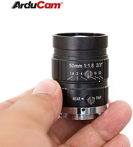 Arducam Telefoto C-Mount Lens para câmera HQ de Raspberry Pi, distância focal de 50 mm com foco manual e abertura ajustável,