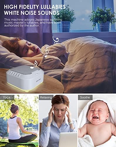Máquina de som portátil Máquina de ruído branco para adultos sons de sono para bebês com 28 sons suaves e luzes noturnas com timer de sono, ventilador, oceano, riacho, sons de chuva