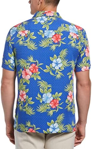 Cubavera Men's Textured Geo Floral Print Count Collar Sleeve Button-Down