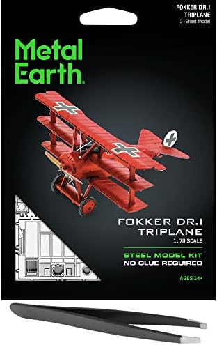 Metal Earth Fascinations Fokker Dr. I Pacote Triplane 3D Model Model Kit com pinças