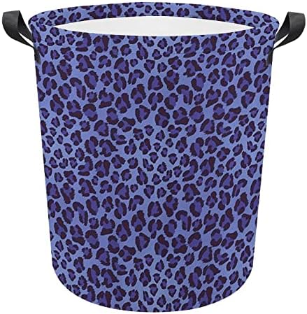 Blue Leopard Print Laundry Basket Basket Rousible Lavanderia Testar Lavagem de Roupas de Roupa Bolsa