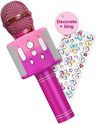 Move2Play, Kids Karaoke Microfone, personalize com adesivos de jóias, brinquedos de menina, presente de aniversário de 3, 4,