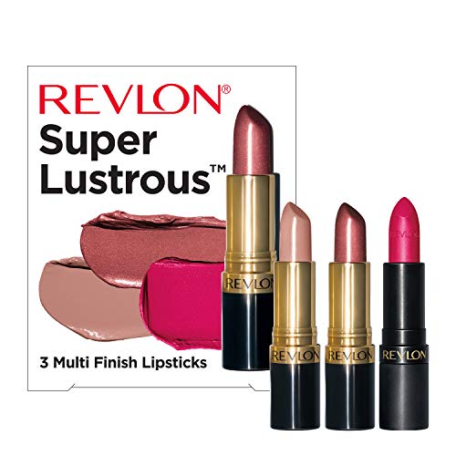 Lipstick definido por Revlon, conjunto de presentes super lustrosos de 3 peças, alto impacto, multifinância em creme, pérola