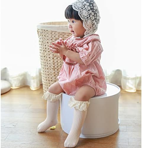 Houseyuan bebê menina criança briga de joelho meias hign meias princesas fofas meias babadas com roupas de renda com babados longos e com babados de renda de renda