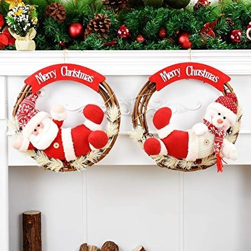 Zypnb Christmas Holding Decoration Papai Noel Wraitring Round Garland Gifts Para o Ano Novo Rattan Xmas Wreath Christmas Goods