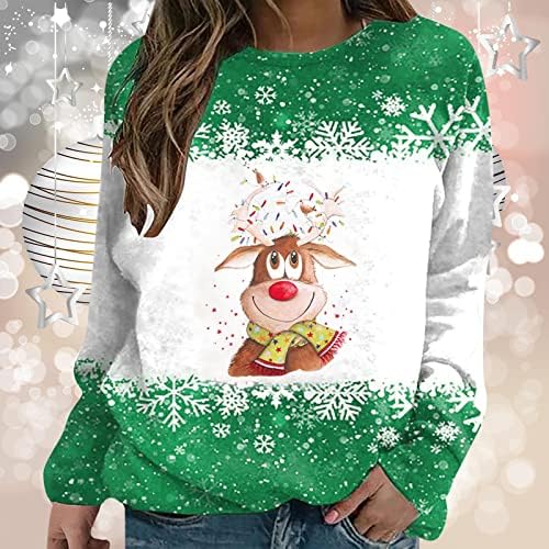 Christmas Snowflake Sweatshirt Mulheres Camisa de impressão de rena fofas Xmas plus size size raglan manga longa tops