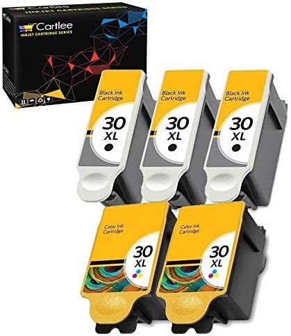 Conjunto de Cartlee de 5 cartuchos de tinta compatíveis com 30xl de alto rendimento para Kodak Hero 3.1 Hero 5.1 ESP 3.2 ESP C110 ESP C310 ESP OFFICE 2150, ESP C315, ESP OFFICE 2170
