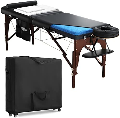 Luxton Home Premium Memory Foam Massage Table com estojo de viagem transportador, lençóis laváveis ​​e mais - Espago e mais largo