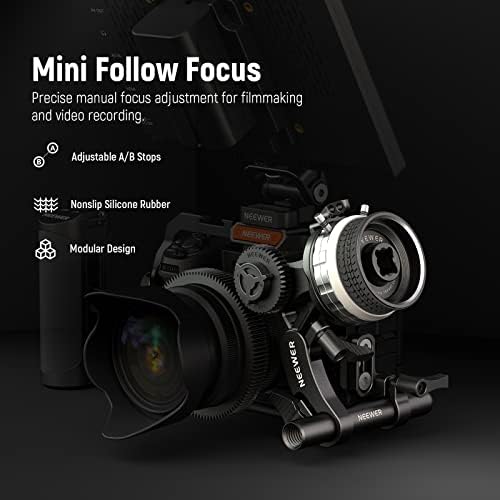 Neewer mini siga foco com paradas A/B, anel de engrenagem da lente, haste de 15 mm e grampo para câmera de cinema,