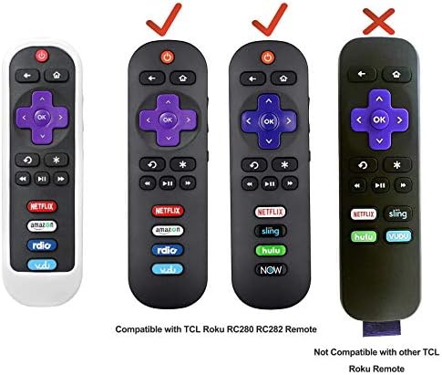 3 Pacote de silicone para TCL ROKU TV RC280 RC282 Remoto de capa de protetor protetor à prova de choque leve à prova de choque para TCL ROKU Smart TV Remote Control Substituição - White