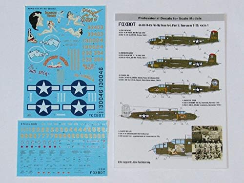 Decalques para North American B-25c/D Mitchell Pin-up Nariz Art and Stencils 1/48 SCALA FOXBOT 48-039 PARTE # 1