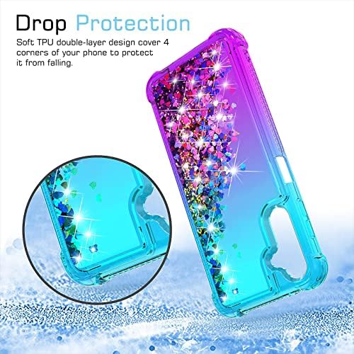 YZOK para o caso Galaxy A14 5G, Case Samsung A14 5G, com protetor de tela HD, Gradiente Glitter Glitter Glitter Floating Cachoeira