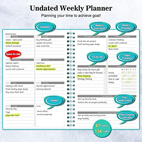 Planejador, Asten sem data do Planner Planner Planner Notebook, para fazer a lista dos planejadores Planejador espiral para homens