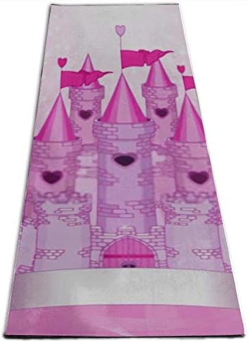 Hhl estiloso ioga estampada tapete, conto de fadas Princess rosa Castelo no tapete de exercício, proteção ambiental profissional