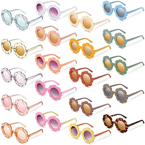20 peças redondo óculos de sol de flores meninas Óculos de sol em forma de flor Eyewear de praia ao ar livre para crianças