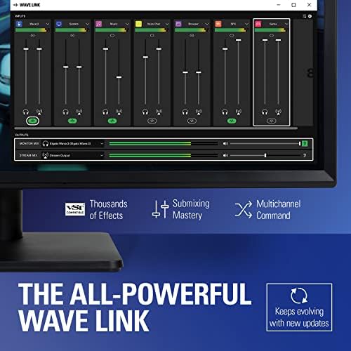 Elgato Wave: 3 Microfone com Mic Arm Low Perfil, totalmente ajustável com canal de gerenciamento de cabos, perfeito para podcast, streaming, jogos, escritório em casa, software de mixer gratuito, plug & play para mac, pc
