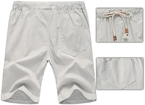Shorts de linho de algodão masculino shorts de praia de verão casual linho esportivo curto cintura elástica bermuda shorts