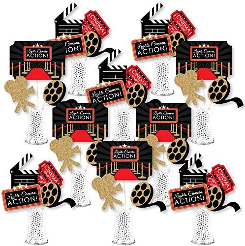 Big Dot of Happiness Red Carpet Hollywood - Filme Night Party Centerpiece Sticks - Showstopper Table Toppers - 35 peças