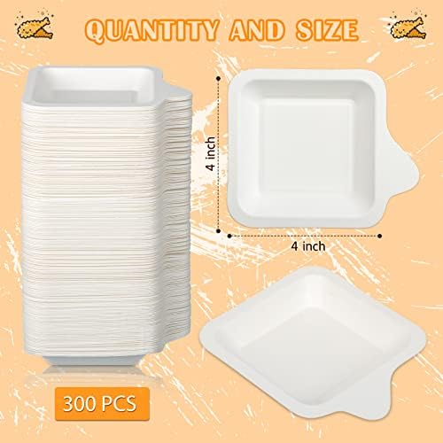 300 PCs pequenas placas de papel pequenas placas descartáveis ​​placas de papel placas quadradas brancas placas de sobremesa placas