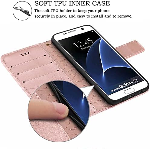 Caixa telefônica da capa da carteira de couro Kazineer para Samsung Galaxy S7, com slots de suporte para cartão de bloqueio RFID