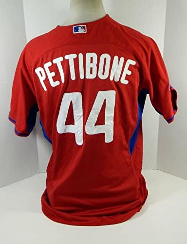 2015 Philadelphia Phillies Jonathan Pettibone #44 Game usou Red Jersey St 100 C - Jogo usada MLB Jerseys