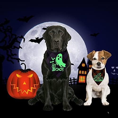 Joypaws 2 pacote halloween cachorro bandana triangle bibs acessórios de cachecol de cachecol fluorescent holiday cão bandana bandana de abóbora ghost bandana para cães pequenos médios grandes
