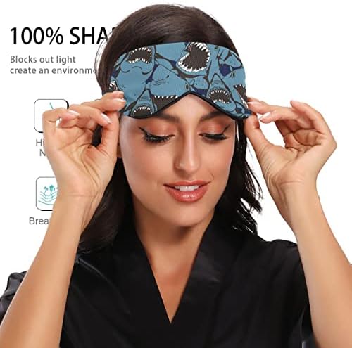 Alaza Angry Shark Animal Print Blue Sleep Máscara para homens máscara de olho para homens para dormir Máscaras de