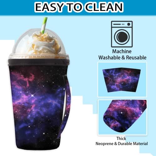 Manga de café gelada do Universo Galaxy Star Space com alça, reutilizável porta de capa de café com capa de capa de neoprene