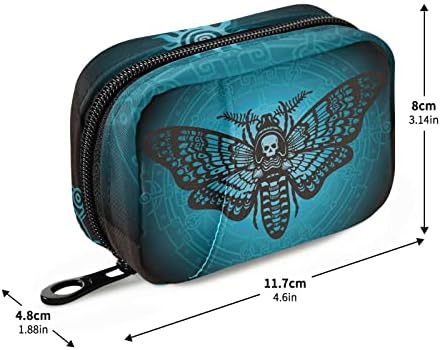 Travel Pill Organizer Bag Weekly Pill Organizer Case Goth Skull Butterfly Teal portátil Pequenas caixas diárias de