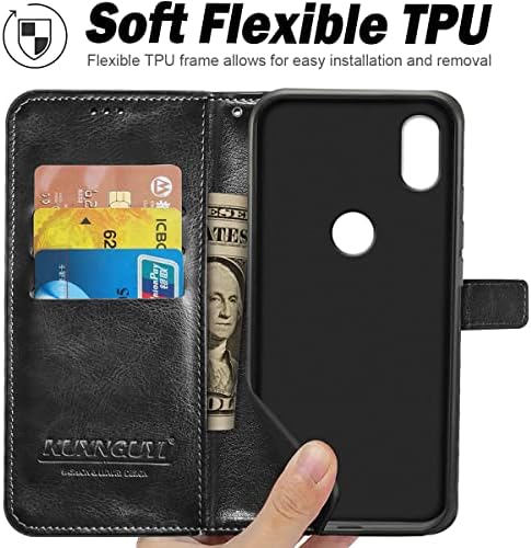 Kuxnguyi para alcatel lumos / alcatel axel capa com portador de cartão de crédito magnético de kickstand, flip pU