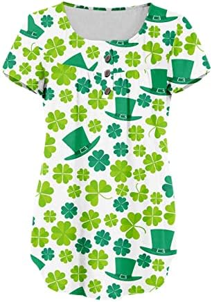 Mulheres v pescoço st patricks camisa de manga curta irlandesa shamrock tees gráficos engraçados lucky tshirts blusas floral bufle