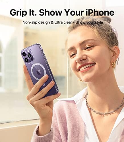 Andobil para iPhone 14 Pro Max Telefone [Compatível com MagSafe] [2023 EasyRelax Series] Mag Ring Stand, Proteção Mil-Grade, caixa de telefone magnético para iPhone 14 Pro Max, Clear