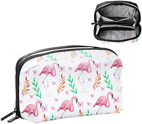 Bolsa de cosméticos para mulheres bolsas de maquiagem de moda fofas bolsa de higiene pessoal de viagens de viagem para meninas presentes pintados de flamingos rosa Flor