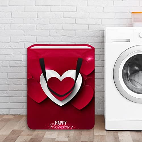 RED Pink Love Print Print Collapsible Laundry Horse, 60l de lavanderia à prova d'água de lavar roupa de lavar roupas