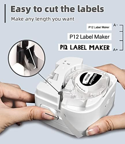 Máquina de fabricante de etiquetas com fita - Mini Label Maker Phomemo P12, Mini Label Printer Compatível com 12 mm x 4m de papel