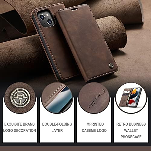 Kowauri Flip Case para iPhone 13 Mini, case de couro de couro Design clássico com slot de cartão e capa de dobra de fechamento