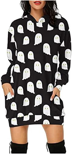 Gatxvg Women Halloween Com capuz de capuz de manga longa camisetas de capuz